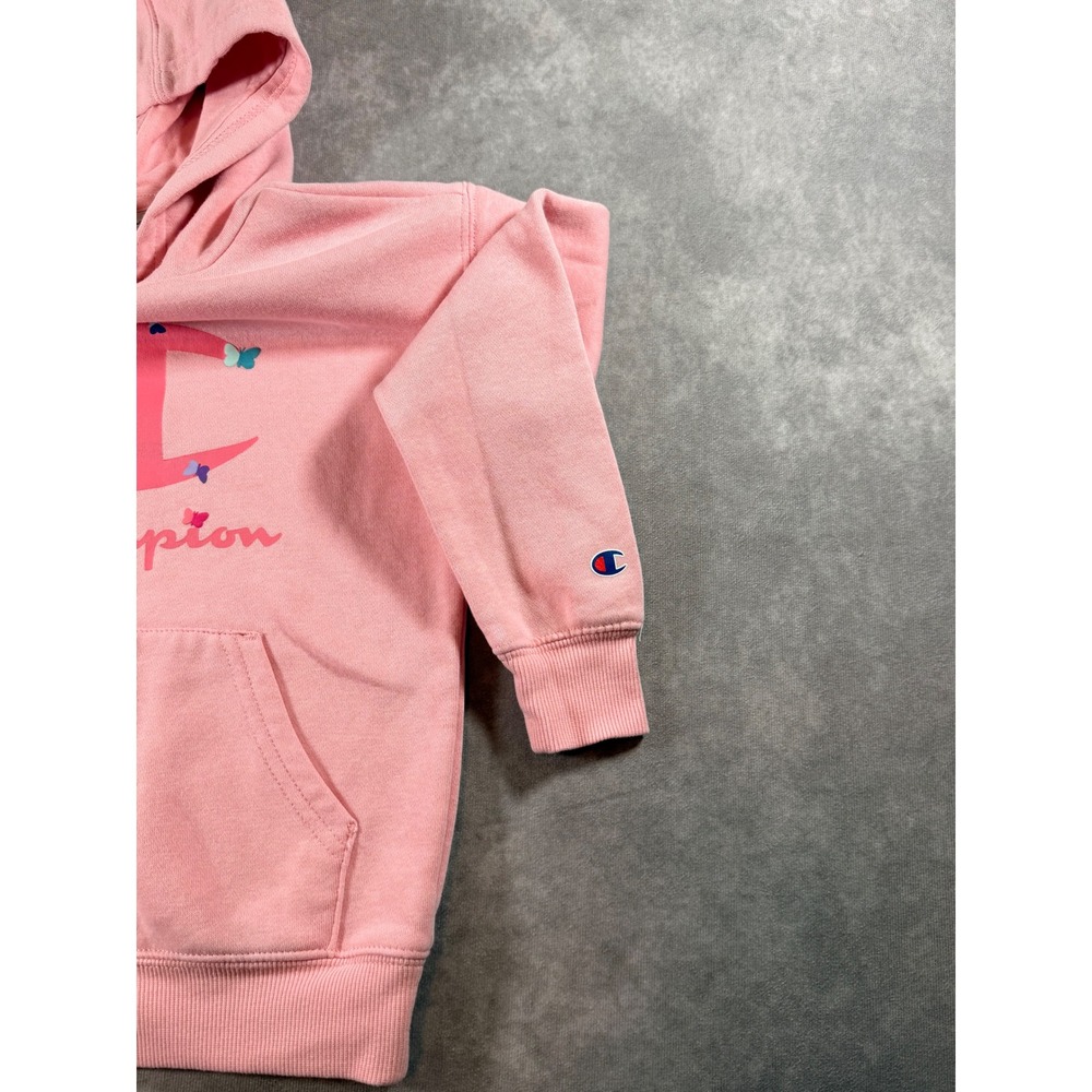 Champion Girls Pink Butterfly Graphic Logo Pullover Hoodie Sweatshirt Size 6 - Picture 4 of 5
